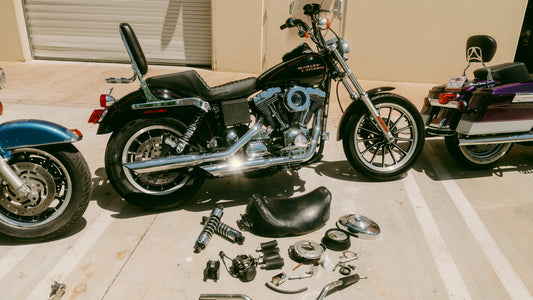 Getting our carbureted bikes ready for the ride to Sturgis