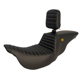 Saddlemen "Highwaymen" Tour Step-Up™ Seat W/ Rider Backrest Tuck & Roll 2008-2023 Flhr, Flht, Flhx & Fltr (Touring Models) - Includes Trikes (09-13)