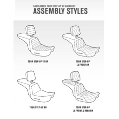 Saddlemen 2008-2023 Flhr, Flht, Flhx & Fltr (Touring Models) - Includes Trikes (09-13) Tour Step-Up™ Seat W/ Rider Backrest Tuck & Roll