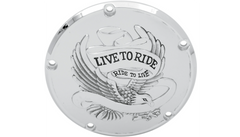 Drag Specialties Derby Cover - Live to Ride - 5-Hole - Chrome - '99-'18 Big Twin