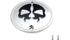 Drag Specialties Points Cover - Chrome - Black Skull - 2 Hole - Sportster
