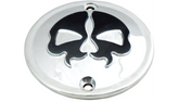 Drag Specialties Points Cover - Chrome - Black Skull - 2 Hole - Sportster