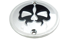 Drag Specialties Points Cover - Chrome - Black Skull - 2 Hole - Sportster