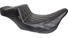 Le Pera Tailwhip Seat - Double Diamond w/ Chestnut Thread - Black - FL '08-'24