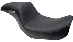 SLYFOX Drifter Seat - Gray Logo - Black Vinyl w/ Slipstop - Carbon Fiber - Dyna '96-'03