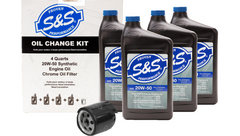 S&S Cycle Oil Change Kit - Black Filter - '84-'99 Big Twin/'86-'22 Sportster - 4 Us Quarts