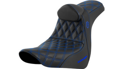 Saddlemen Pro Series SDC Performance Seat - w/ Backrest - Blue Stitch - FL/FX '18-'23