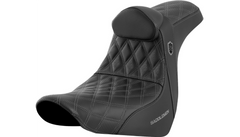 Saddlemen Pro Series SDC Performance Seat - w/ Backrest - Gray Stitch - FL/FX '18-'23