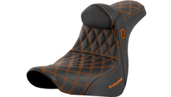 Saddlemen Pro Series SDC Performance Seat - w/ Backrest - Orange Stitch - FL/FX '18-'23