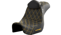 Saddlemen Pro Series SDC Performance Seat - w/ Backrest - Gold Stitch - Dyna '06-'17