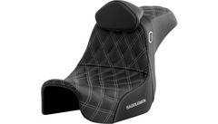 Pro Series SDC Performance Seat - w/ Backrest - Silver Stitch - Dyna '06-'17