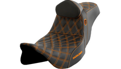 Saddlemen Pro Series SDC Performance Seat - w/ Backrest - Orange Stitch - FLH/FLT '08-'25