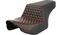 Saddlemen Step-Up Seat - Front Honeycomb - Orange Stitching - FL '23-'24