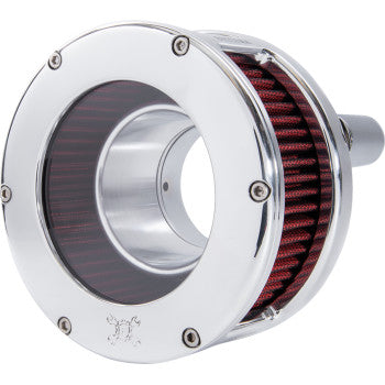 Feuling Parts Air Cleaner - Ba Series - Clear Cover - Red Filter - Chrome Finish