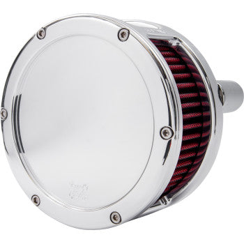 Feuling Parts Air Cleaner - Ba Series - Solid Cover - Red Filter - Chrome Finish