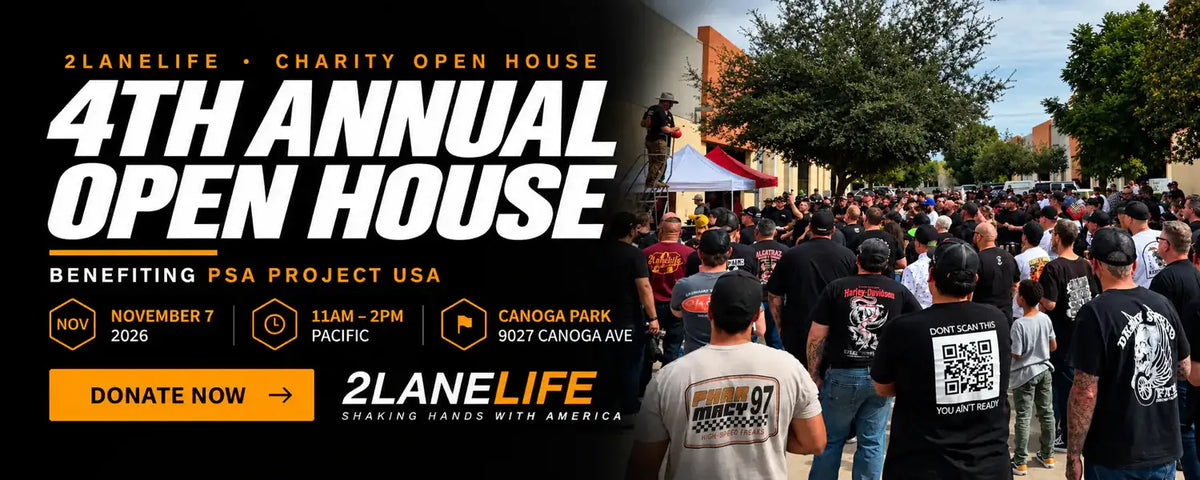 2LaneLife 4th Annual Charity Open House benefiting PSA Project USA, November 7, 2026, 11am-2pm Pacific, 9027 Canoga Ave, Canoga Park
