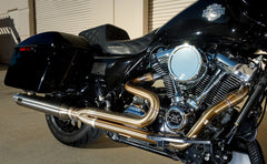 Stainless, Straight Can, brushed finish, Short End Cap - ANTI-REVERSION M-Eight Bagger 2 into 1 Exhaust | Feuling Parts