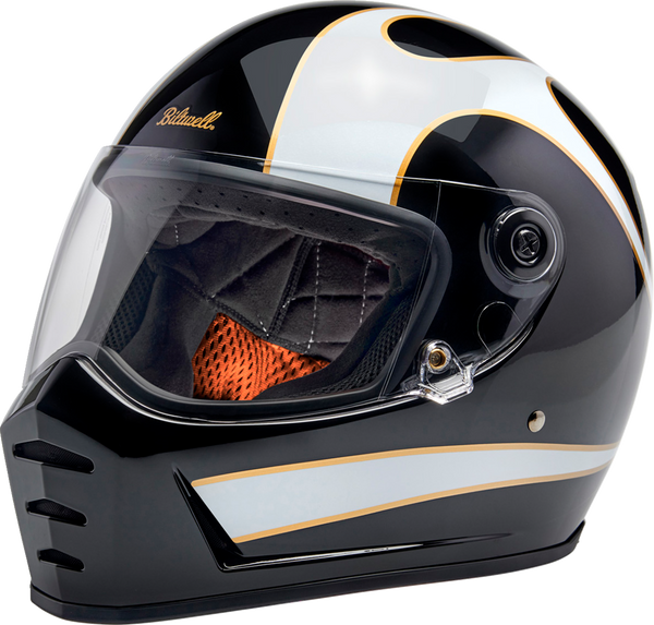 Biltwell Lane Splitter Helmet Gloss Black/White Flames