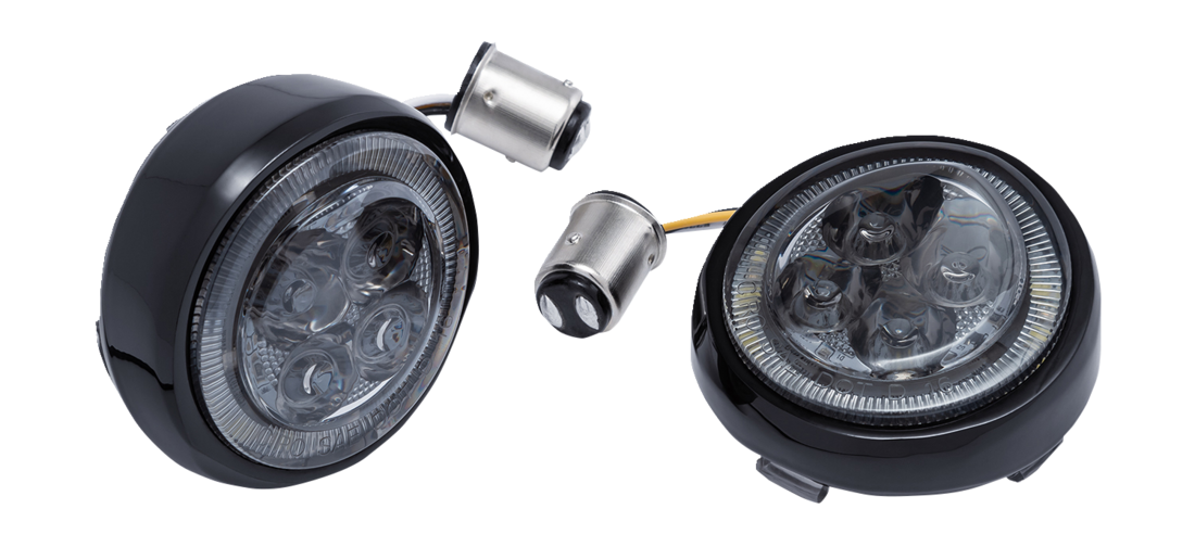 Ciro Turn Signal Insert - Amber/White Led - Smoke Lens - Black |