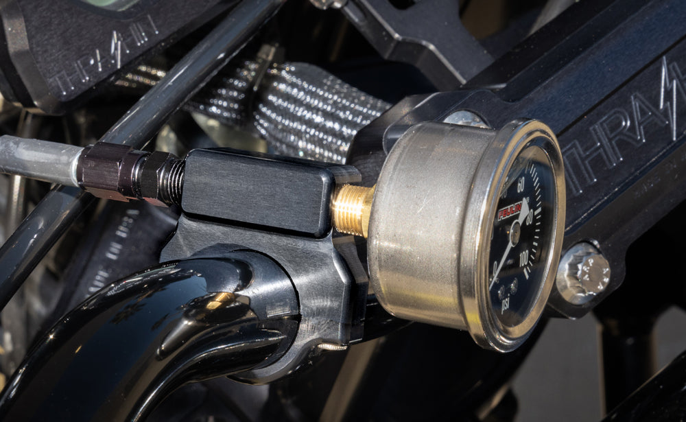 1.250 HANDLEBAR PSI GAUGE MOUNT - BLACK 1.250 BARS, GAUGE WITH 1/8 NPT PORT