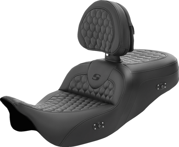 Saddlemen Roadsofa™ Seat - Honeycomb - With Backrest - Heated - Fl '08-'23
