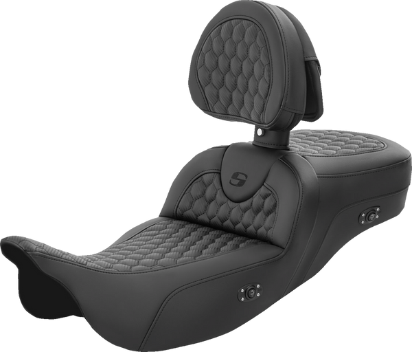 Saddlemen Roadsofa™ Seat - Honeycomb - With Backrest - Extended Reach - Heated - Fl '08-'23