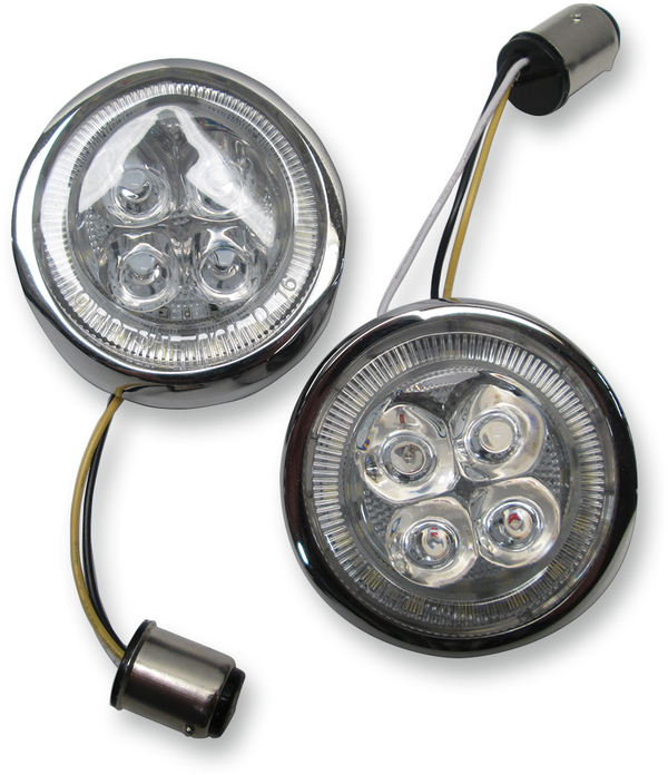 Ciro Front Fang® Signal Light Inserts - Chrome - Amber Lens |