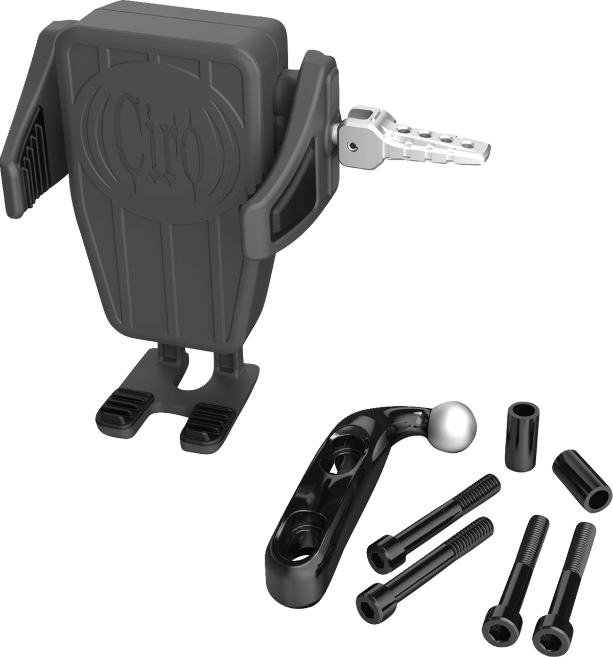 Ciro Phone Holder - Cybercharger® - Gen 2 - Black - Chrome Offset Perch Mount |