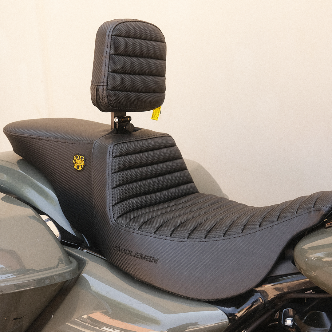 "Highwaymen" Tour Step-Up™ Seat w/ Rider Backrest Tuck & Roll 2008-2023 FLHR, FLHT, FLHX & FLTR (Touring Models) - Includes Trikes (09-13)