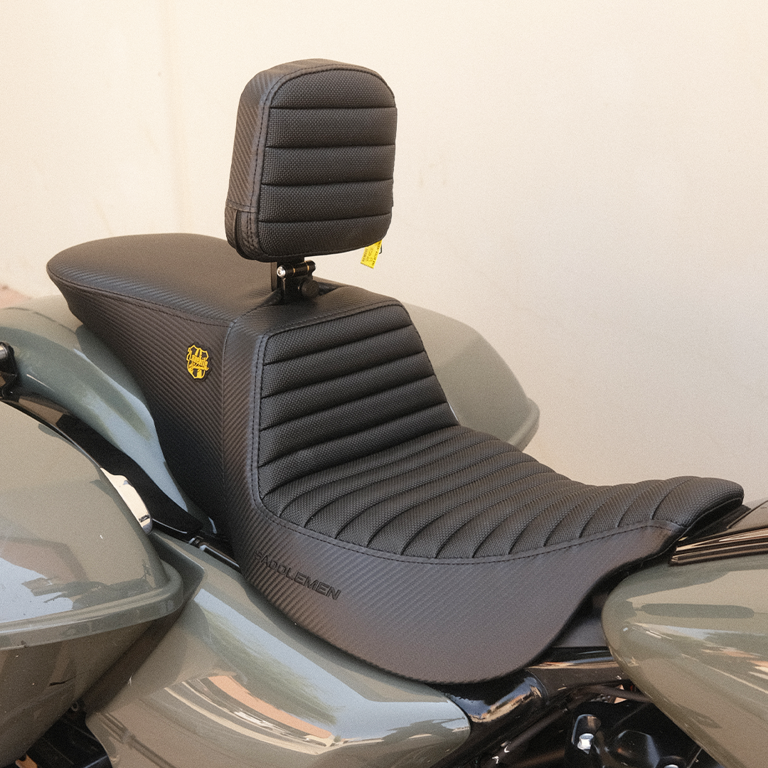 "Highwaymen" Tour Step-Up™ Seat w/ Rider Backrest Tuck & Roll 2008-2023 FLHR, FLHT, FLHX & FLTR (Touring Models) - Includes Trikes (09-13)