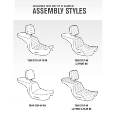 Saddlemen 2008-2023 FLHR, FLHT, FLHX & FLTR (Touring Models) - Includes Trikes (09-13) Tour Step-Up™ Seat w/ Rider Backrest Tuck & Roll