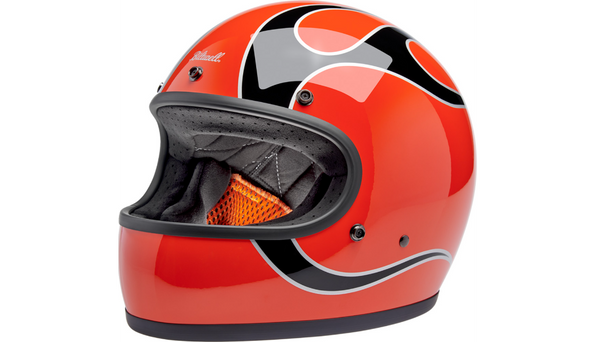 Biltwell Gringo Helmet - Flames - Competition Orange