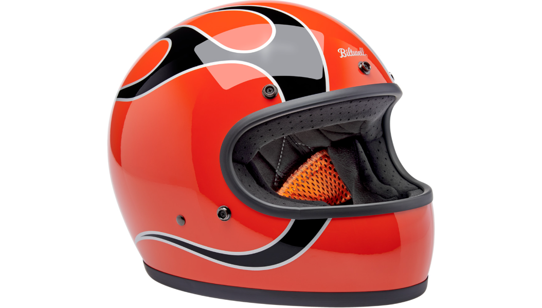 Biltwell Gringo Helmet - Flames - Competition Orange