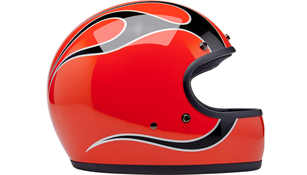 Biltwell Gringo Helmet - Flames - Competition Orange