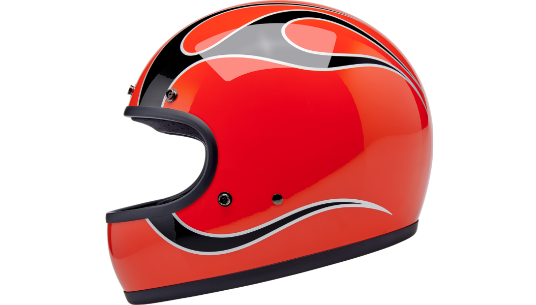 Biltwell Gringo Helmet - Flames - Competition Orange
