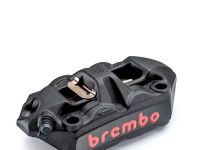 BREMBO RACING - Caliper, Right, P4 34mm, M4, Cast Monobloc, 108mm Radial Mount, Front, Black w/ Red Lettering - 120A39760 - CLEARANCE SALE