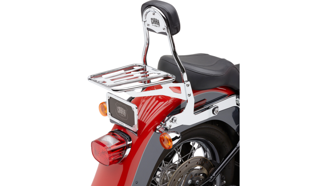 Cobra Detachable Backrest Kit - 14" (Round) - Chrome - Softail