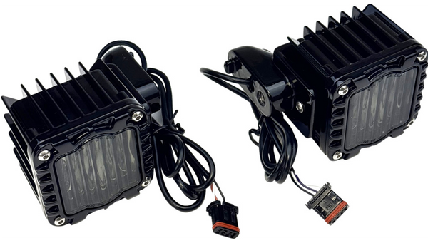 Custom Dynamics Shark Demon® LED Front Turn Signals - Amber/White - Smoke Lens - '22-'25 FXLRST/FXRST