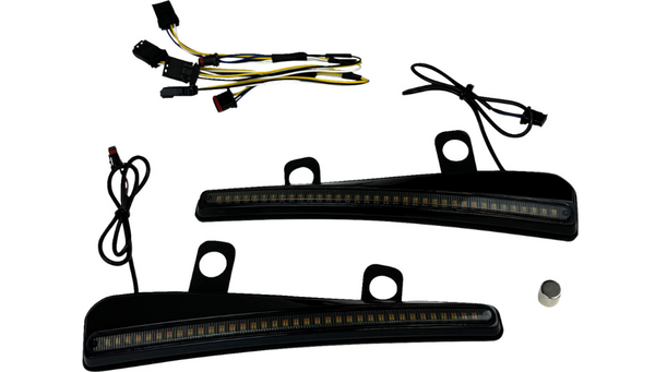Custom Dynamics Windshield Trim - LED - Turn Signal - Black - Smoke Lens