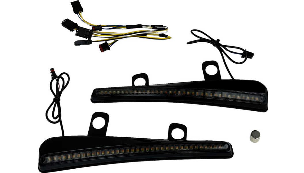 Custom Dynamics Windshield Trim - LED - Turn Signal - Black - Smoke Lens