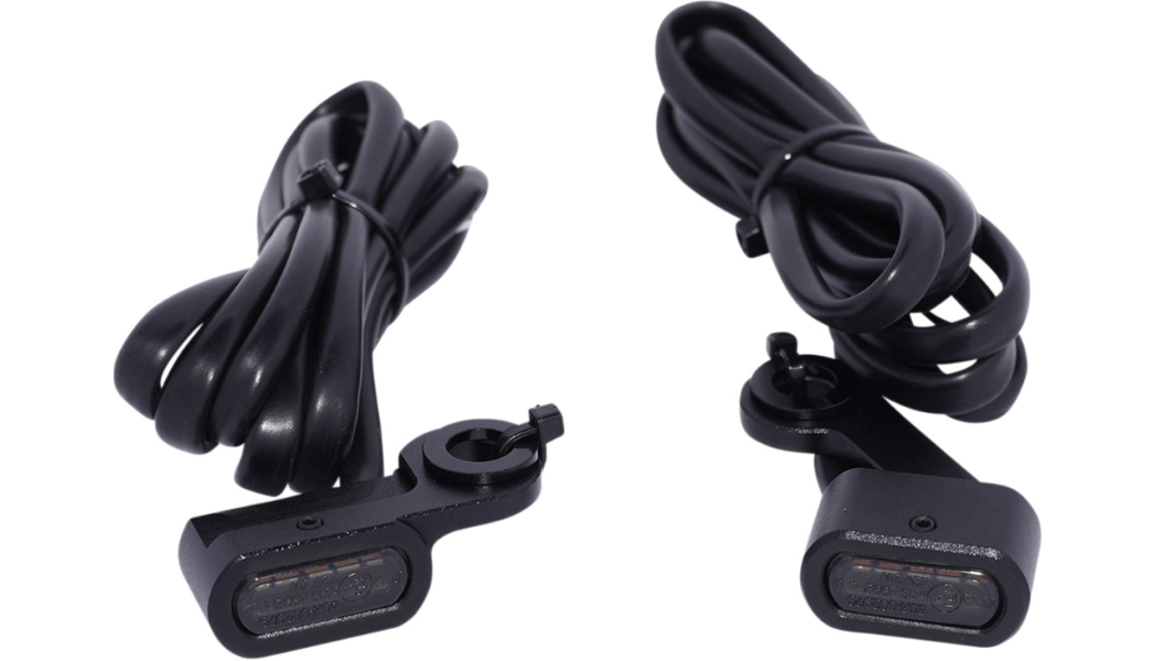 Drag Specialties Marker Lights - Amber/White - Smoke Lens - Matte Black