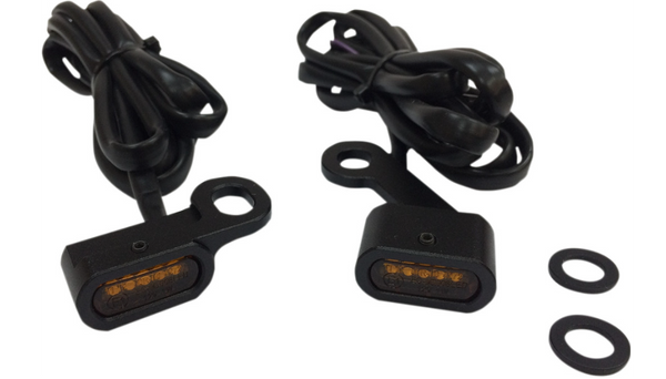 Drag Specialties LED Handlebar Marker Lights - XL - Black/Amber