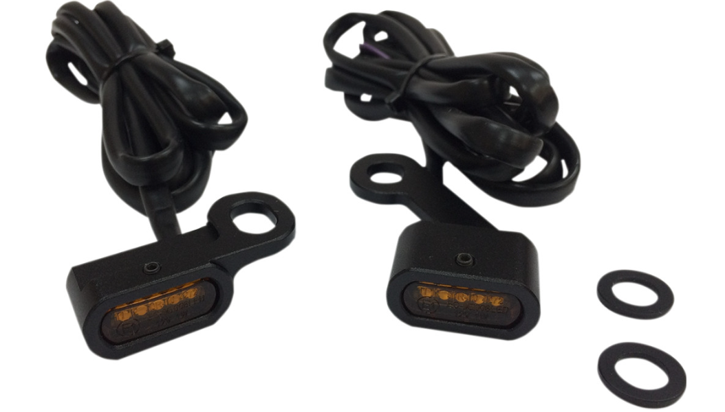 Drag Specialties LED Handlebar Marker Lights - XL - Black/Amber