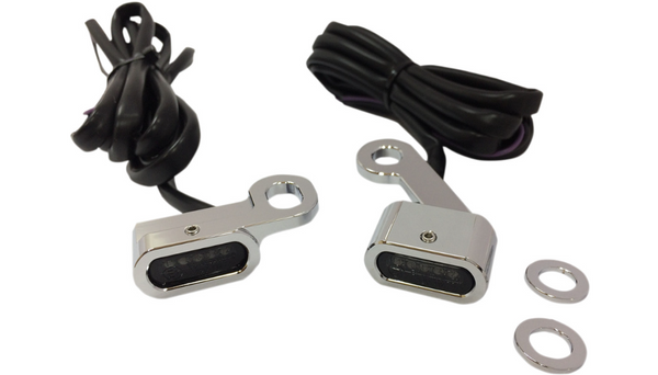 Drag Specialties LED Handlebar Marker Lights - XL - Chrome/Smoke