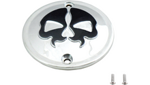 Drag Specialties Points Cover - Chrome - Black Skull - 2 Hole - Sportster