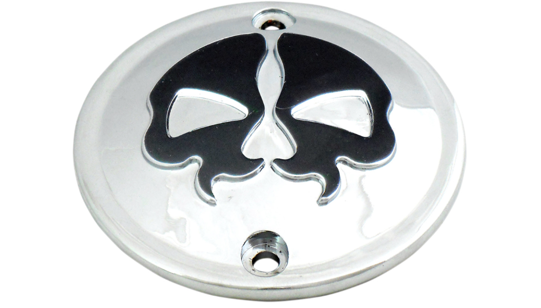 Drag Specialties Points Cover - Chrome - Black Skull - 2 Hole - Sportster