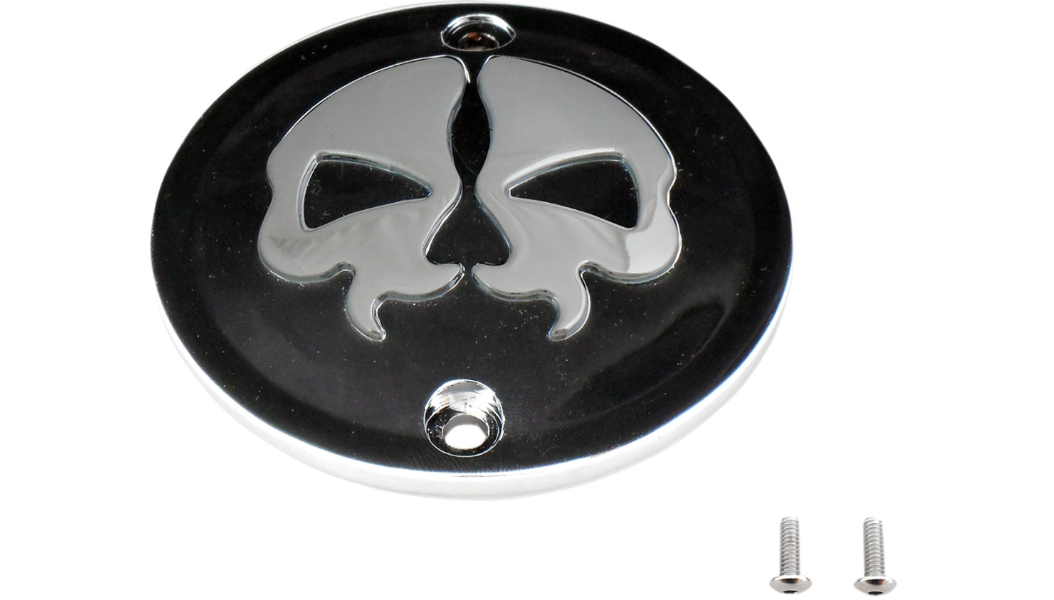 Drag Specialties Points Cover - Black - Chrome Skull - 2 Hole - Sportster