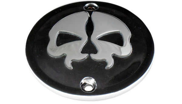 Drag Specialties Points Cover - Black - Chrome Skull - 2 Hole - Sportster