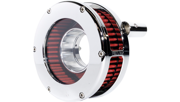 Feuling Parts BA Slim Air Cleaner Kit - Chrome/Clear - Red Filter - Twin Cam