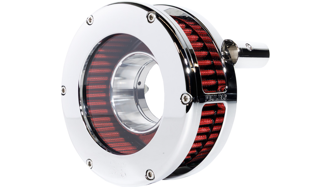 Feuling Parts BA Slim Air Cleaner Kit - Chrome/Clear - Red Filter - Twin Cam